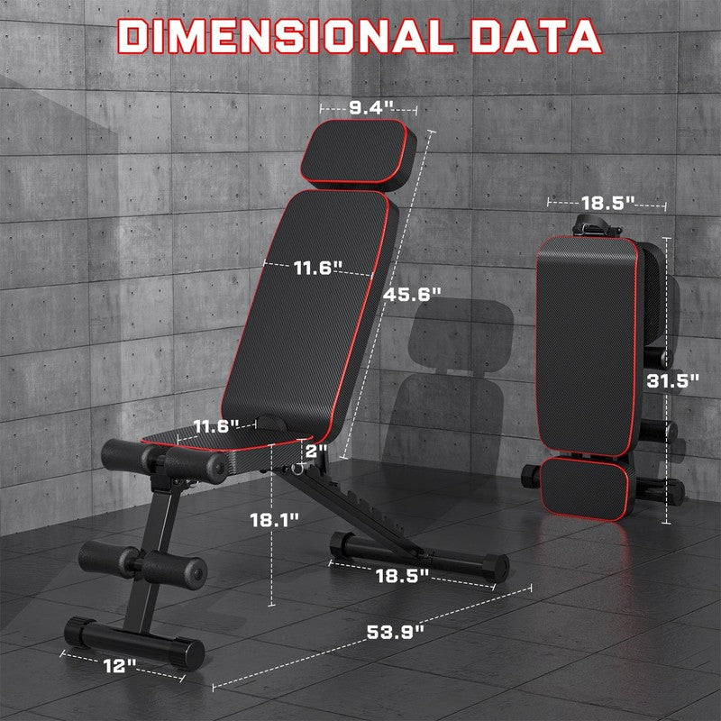 Adjustable 9 Position Foldable Weight Bench for Home Gym, Supports 800lbs3