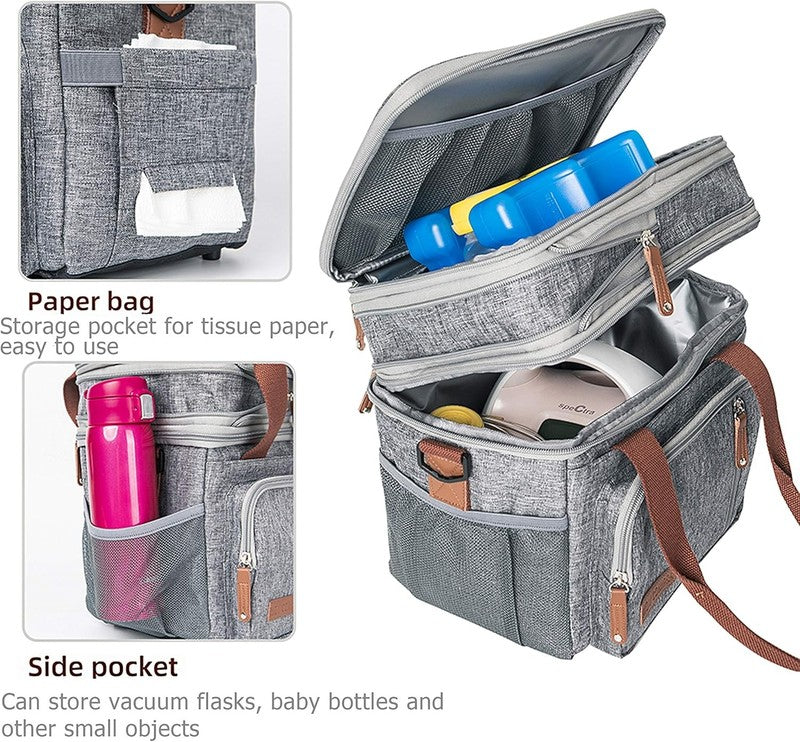 Expandable Double Deck Insulated Lunch Bag 15L Grey Adults4