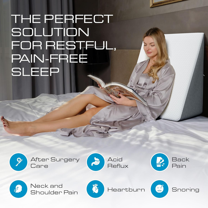 Bed Wedge Pillow for Sleep Apnea, FSA Eligible Acid Reflux, and Back Pain Relief1
