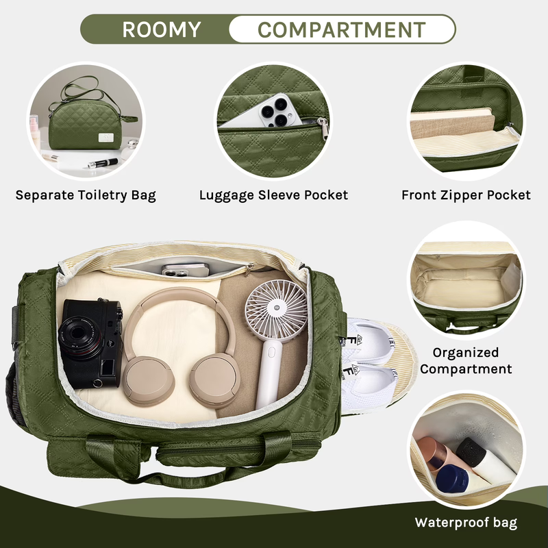 2-Piece Expandable Foldable Duffle Bag Set with Wet Pocket and Shoe Compartment,5