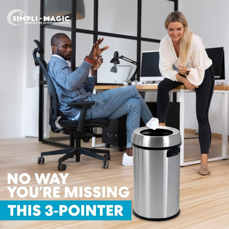 65L Stainless Steel Open Top Trash Can Commercial Grade4