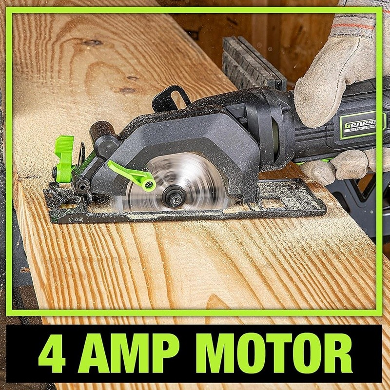 Mini Circular Saw 4 Amp 4-1/2 Inch Carbide Blade Rip Guide Vacuum Adapter New2