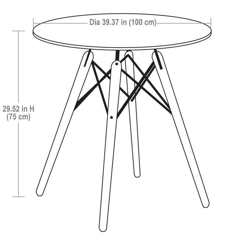 39" Round Wood Dining Table White Brown Indoor Kitchen Table7