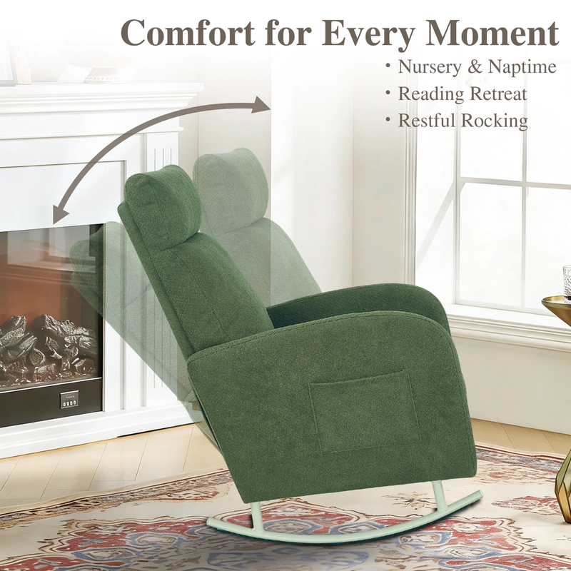 Modern Chenille Rocking Chair for Living Room,Glider Chair for Nursery, with Sid1