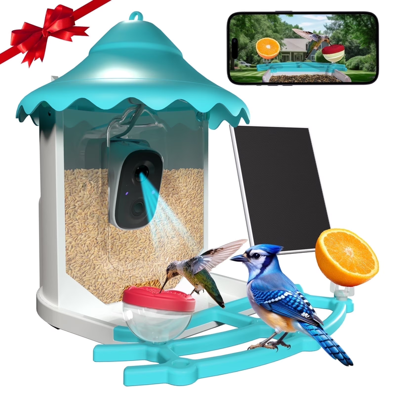 Solar Smart Bird Feeder w AI Camera Squirrel Deterrent Bird Songs Recognition10