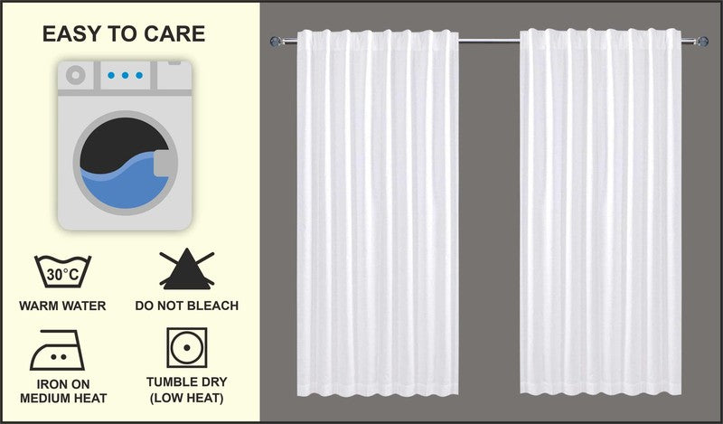 Set of 2 Reverse Tab Top Cotton Slub Duck Window Panels 50x84 White1