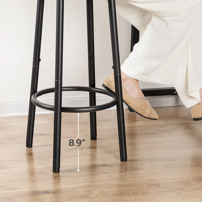 Bar Stools, Set of 2 Bar Chairs, Kitchen round Height Stools with Footrest, Brea8