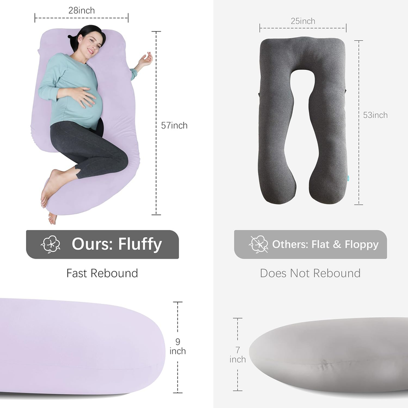 U Shaped Pregnancy Maternity Pillow 57" Full Body Sleep Support Purple6