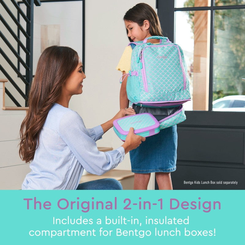 Kids Prints 2 In 1 Backpack & Insulated Lunch Bag   Teal Mermaid1