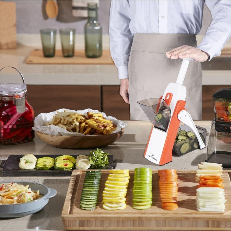 Safe Mandoline Slicer 5 in 1 Vegetable Cutter, Strips Julienne Dicer Adjustable 4