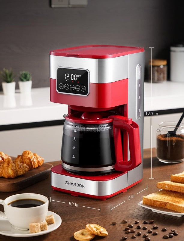 10-Cup Programmable Coffee Maker Drip Machine Strong Brew Auto Shut Off Red6