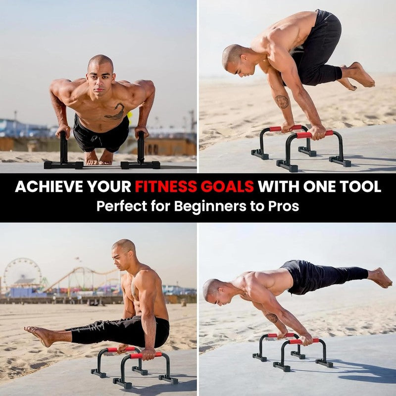 Parallette Parallel Bars & Dip Station Home Gym L Sit Push Up Dips Handstand1
