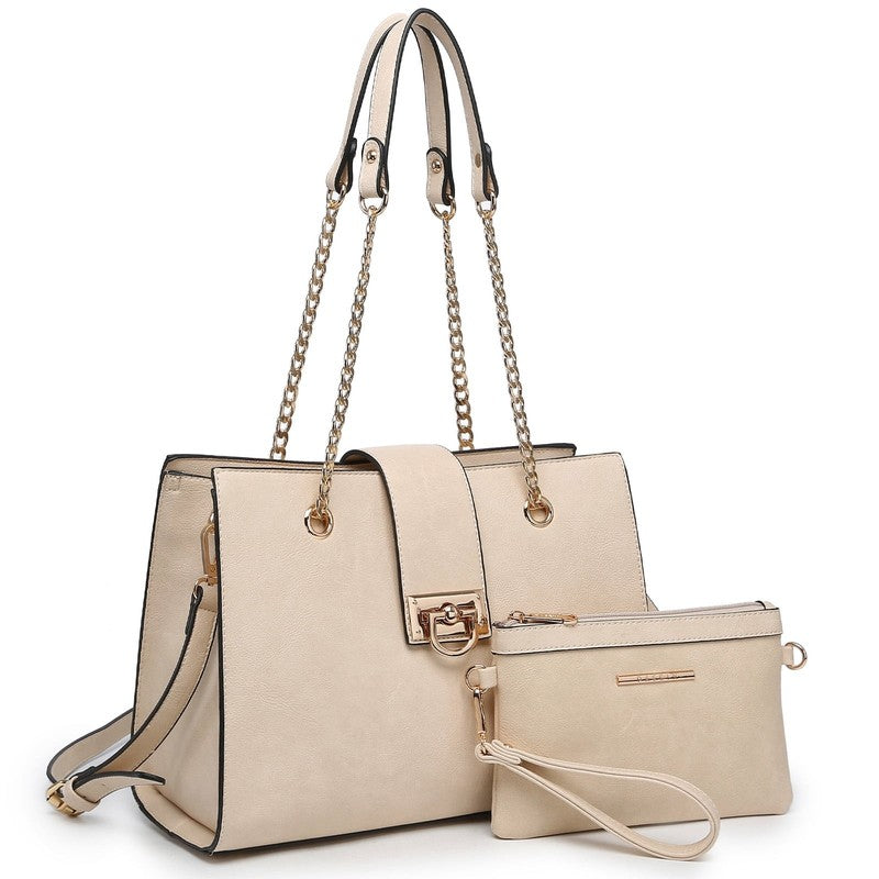 Women Hobo Bag Vegan Leather Tote Chain Shoulder Satchel Bag with Clutch5
