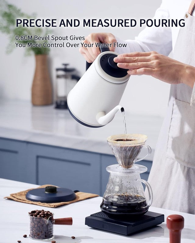 Gooseneck Electric Kettle 1L 1000W Stainless Steel Auto Shut Off White2