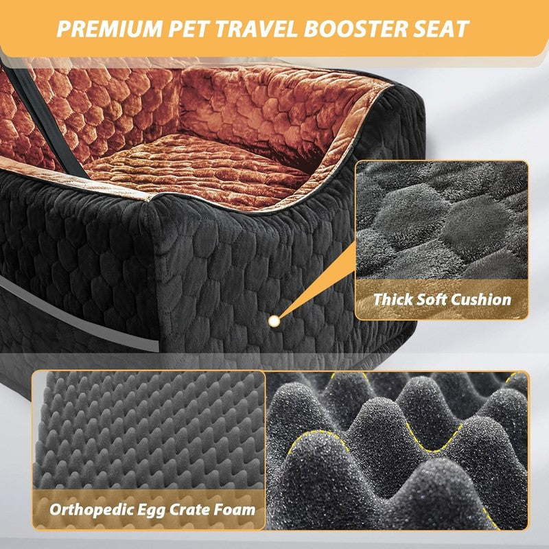 Dog Car Seat Small/Medium Dogs up to 35lbs Foam Washable Cover Black/Red Brown4