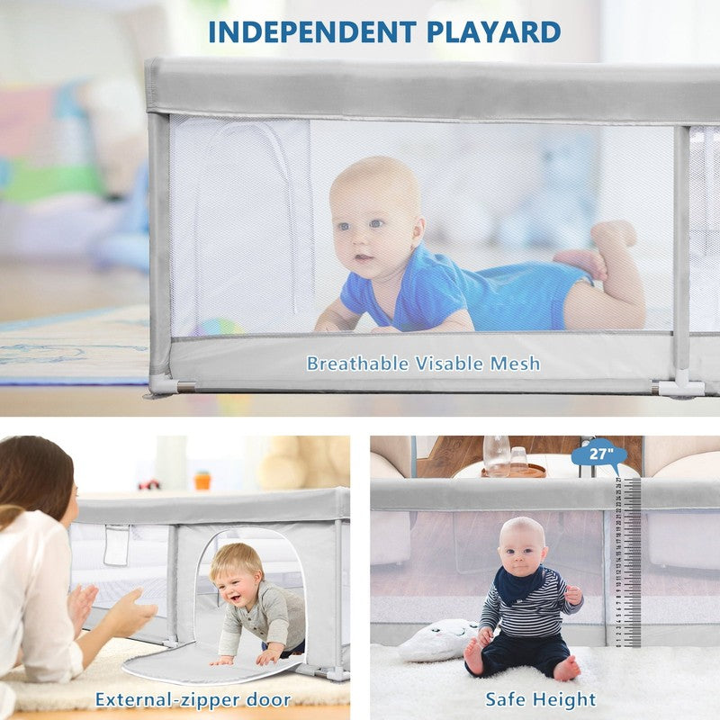 Baby Playpen Large Play Yard Fence for Toddlers,50"X50" Gray2