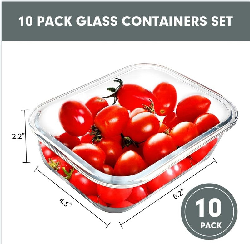 10 Pack 22oz Glass Meal Prep Containers Airtight Lids Grey1