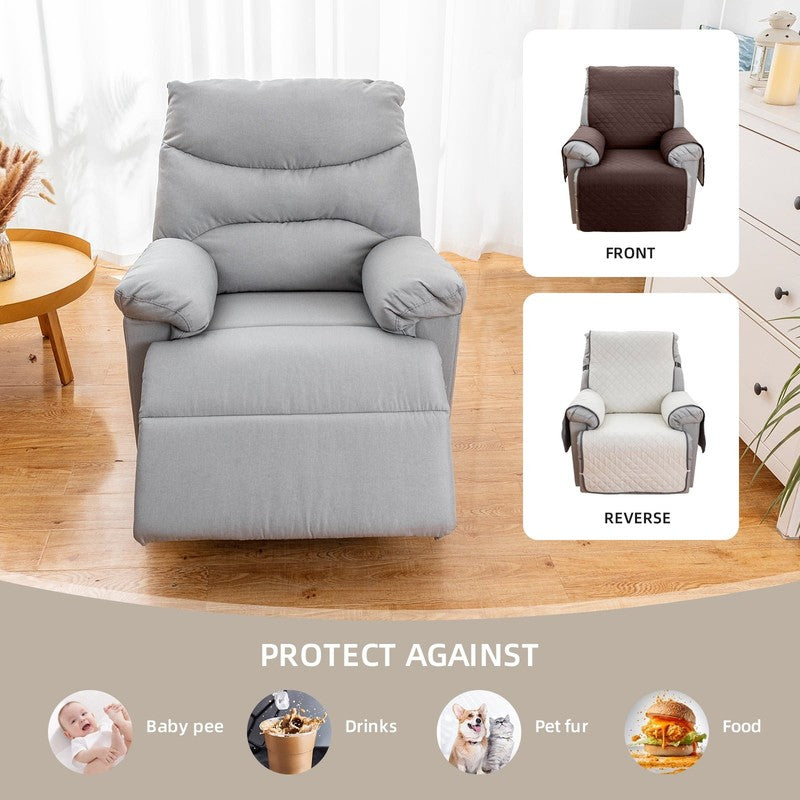 Non-Slip Recliner Chair Cover 25" Coffee with Pocket for Dogs & Pets1