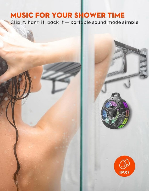Waterproof Bluetooth Shower Speaker, IPX7, TWS, RGB Lights, Gift for All Ages3