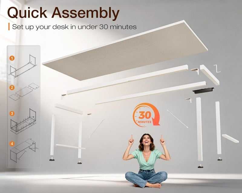71'' Computer Desk w/ USB Ports Large Office Study Student Writing Desk White8