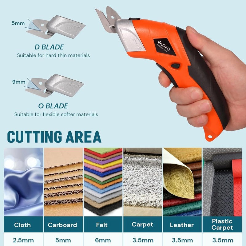 Rechargeable Cordless Electric Scissors for Fabric, Cardboard & Crafts - Orange4