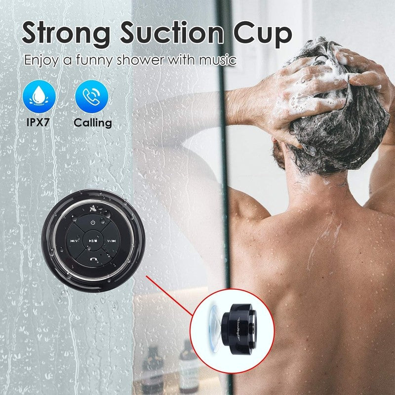 Soundangel Mate Shower Speaker, IPX7, Deep Bass, 12H Play, Mic, Silver Gift2
