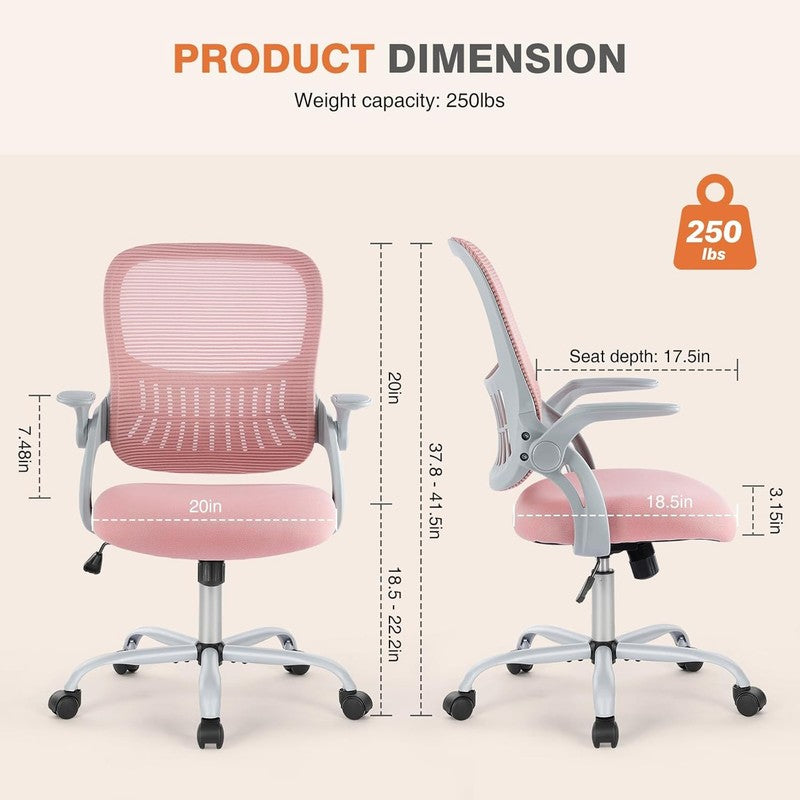 Ergonomic Mesh Office Chair Swivel Mid-Back Lumbar Support Flip-Up Arms1