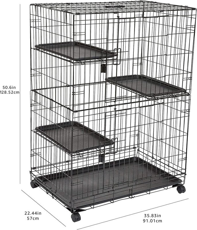 Large 3 Tier Cat Cage Playpen Crate Kennel 35.8x22.4x50.6 Black3