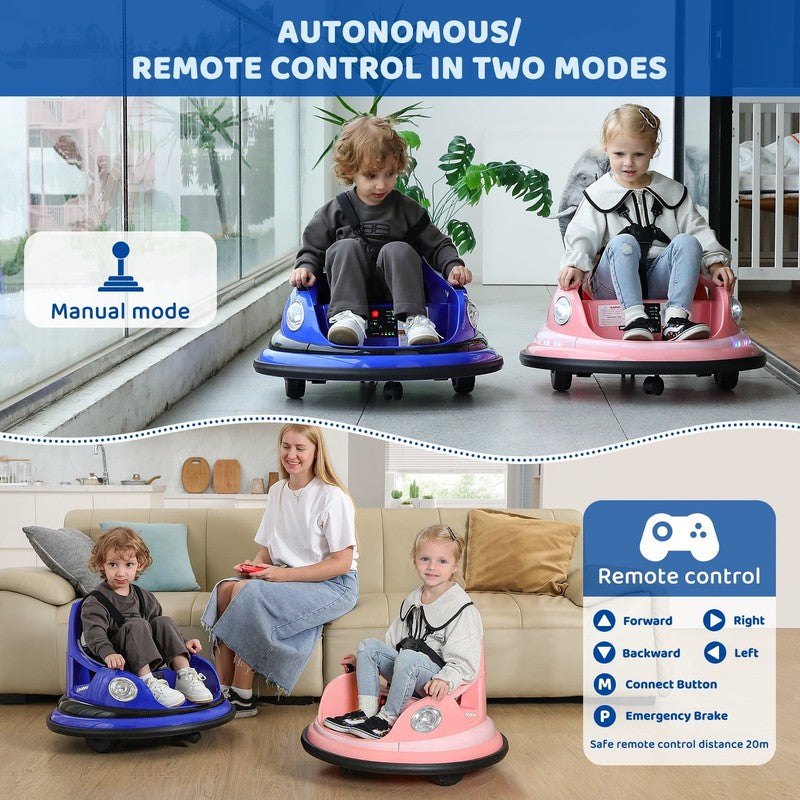 12V Blue Toddler Bumper Car Ride-On 360° Spin Remote Control with 5 LED Lights9