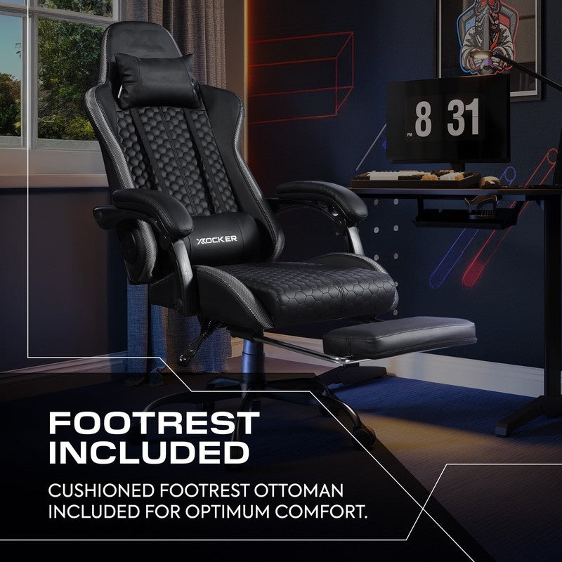 Honeycomb Faux Leather PC Gaming Chair, Black6