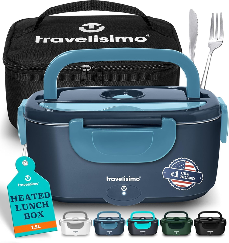 Electric Lunch Box 80W 1.5L Heated Food Warmer 12/24/110V Portable7