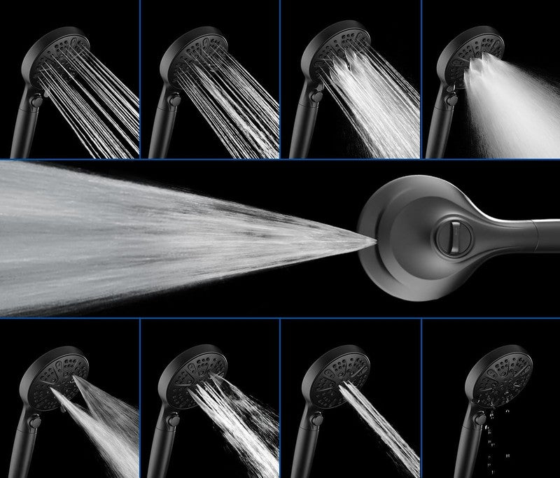 10" Rainfall Shower Head Combo w/ Handheld 9 Spray Settings Filter Black 2.5GPM3