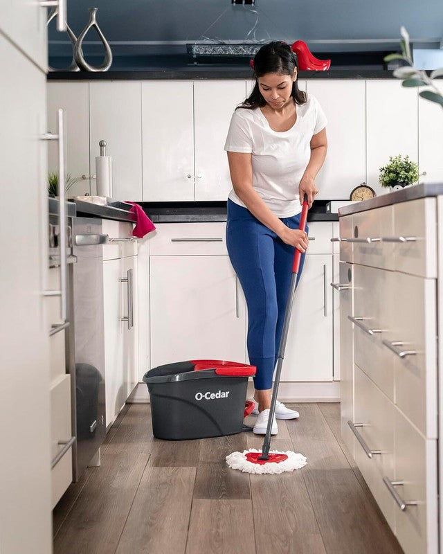 Easywring Microfiber Spin Mop, Bucket Floor Cleaning System, Red, Gray, Standard8