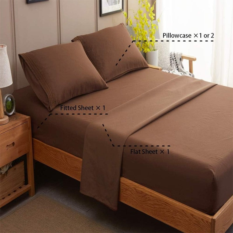 Super Soft 1800 Thread Count Microfiber Queen Sheets   4 Piece, Brown1