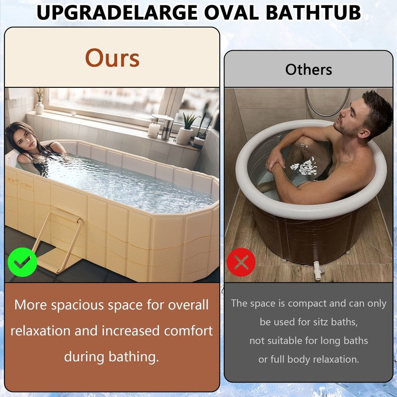 47"Foldable Bathtub for 2 People,Upgraded Adult Tub for Hot Ice Bath,Yellow with4