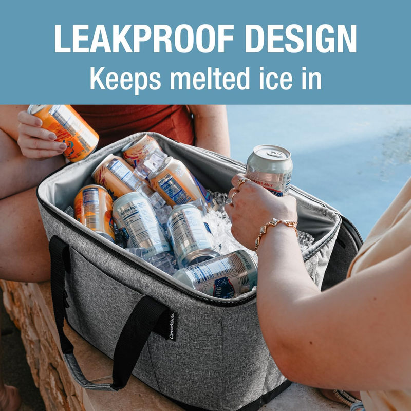 Leakproof Collapsible Insulated Cooler Bag, Portable Foldable Soft Side Tote Hol1