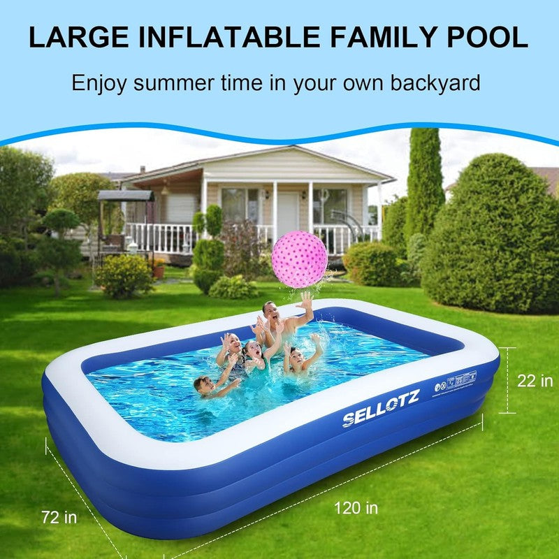 Inflatable Family Pool 120x72 Oversized Thickened Backyard Summer3