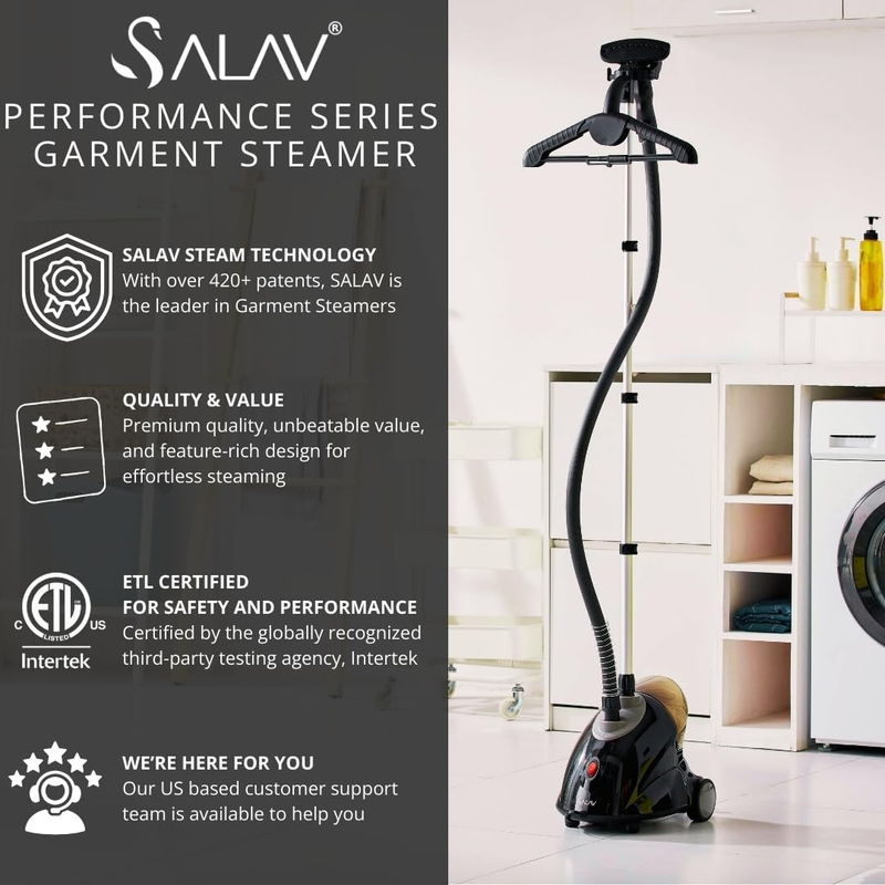 GS18 DJ Standing Garment Steamer with Roll Wheels for Easy Movement, 1.8L Water 1