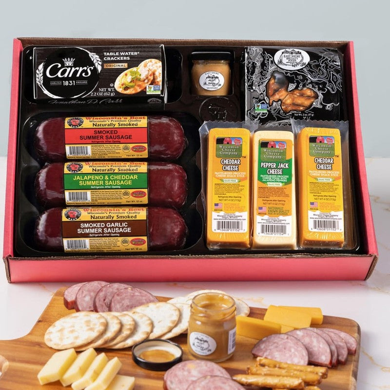   Ultimate Cheese & Meat Holiday Gift Box   Smoked Summer Sausages, 100% Wiscons1