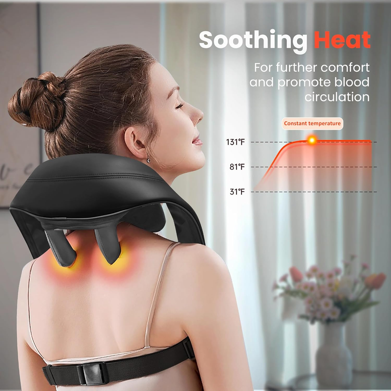 Cordless 4D Shiatsu Neck Shoulder Massager w/ Heat Back Massage Pillow6
