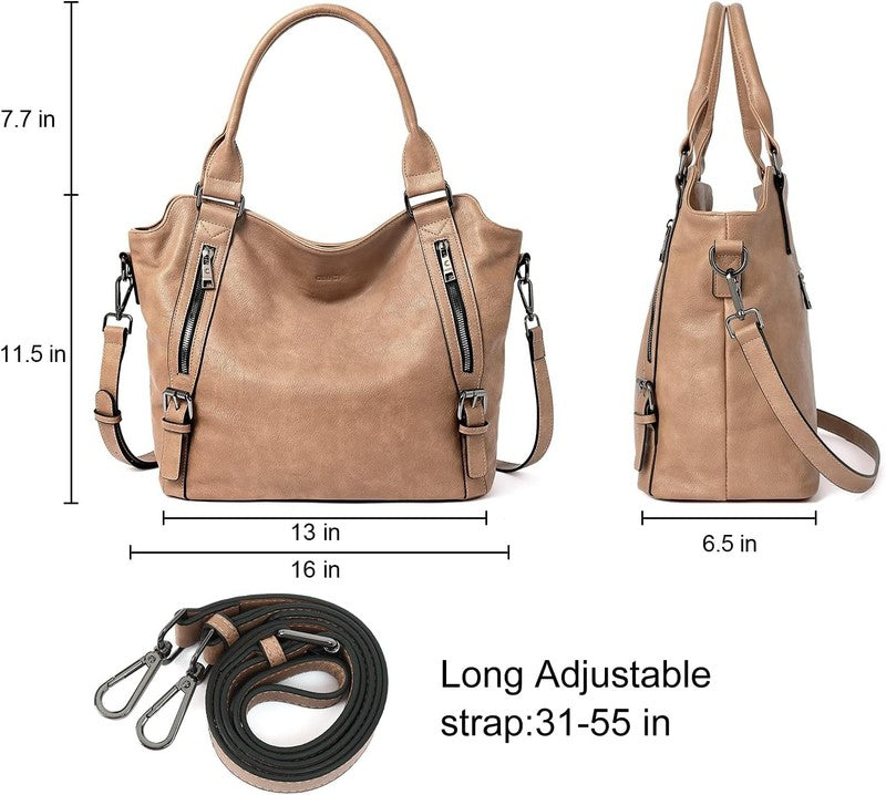 Large Women’s Hobo Bag Tote Purse w/ Multiple Pockets & Adjustable Strap2