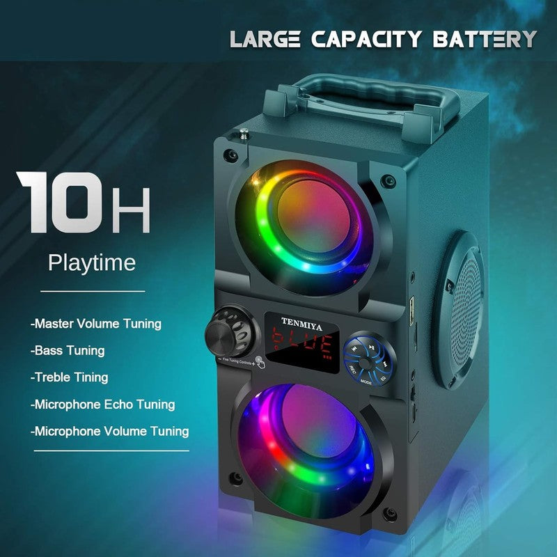 40W Bluetooth Speaker, 60W Peak, Heavy Bass, Lights, FM, MP3, Outdoor/Home2