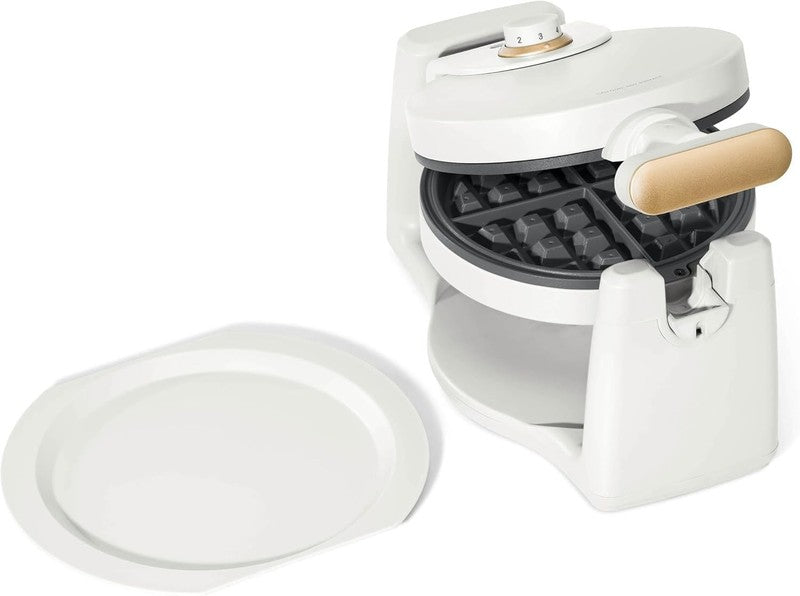 Rotating Belgian Waffle Maker, Black, by Drew Barrymore Flower, Makes 1-Inch Thi7