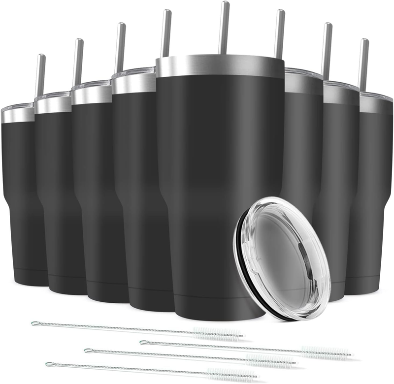 30oz Stainless Steel Tumbler 8 Pack Vacuum Insulated Travel Mug Black6