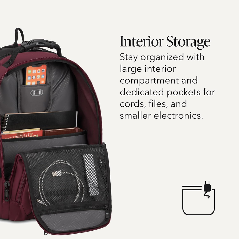 2 Piece Travel Set Carry On Spinner + 17" Laptop Backpack RFID Merlot5