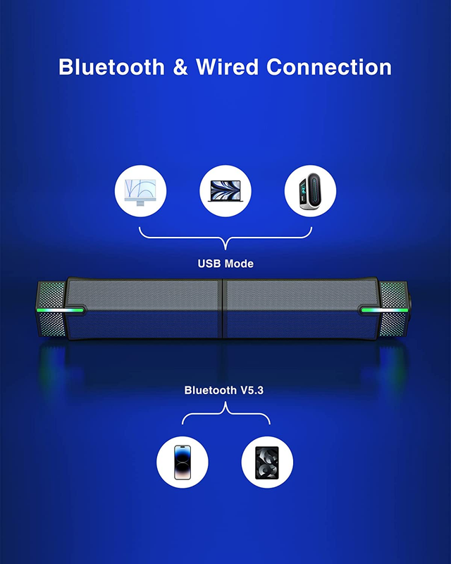 M20 Bluetooth Computer Speakers for PC Desktop Monitor, Gaming PC Sound Bar - Wi4