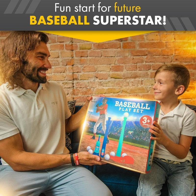 Kids T-Ball Set – Adjustable Batting Tee, 6 Balls & Pitching Machine6