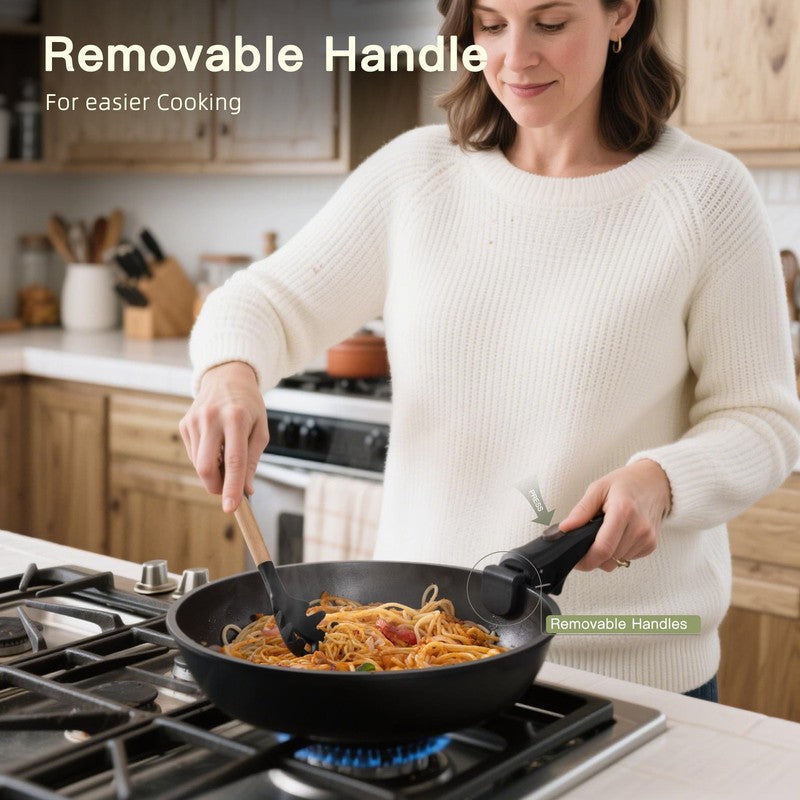 20 Piece Pots and Pans Set, Nonstick Cookware Set with Detachable Handles, Oven 5