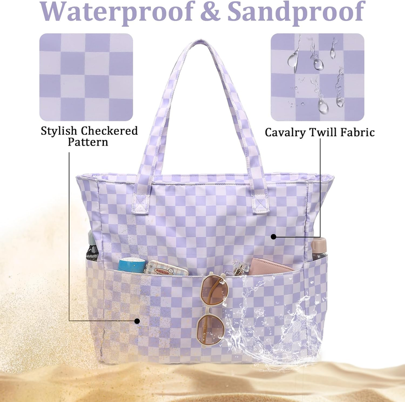 Women Waterproof Beach Tote Large Zipper Wet Pocket Pool Travel Bag6