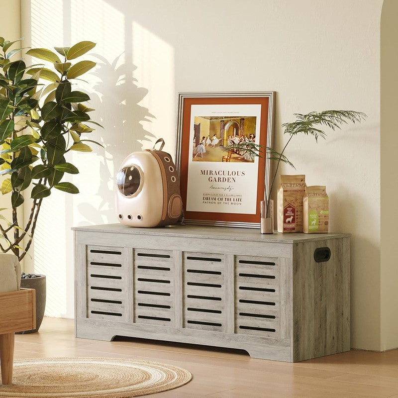 47.3'' Wooden Toy Box Storage Chest Flip Top Entryway Shoe Bench Gray Wash1
